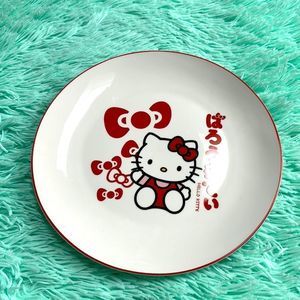 Hello kitty red bow ceramic dinner plate dishwasher microwave safe